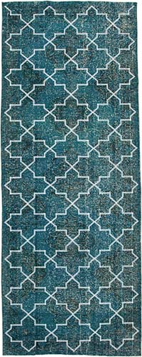 İşlemeli ve Boyalı El Dokuma Vintage Halı - 152 cm x 388 cm