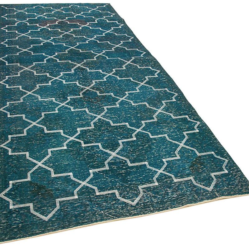 İşlemeli ve Boyalı El Dokuma Vintage Halı - 144 cm x 354 cm - K0038705