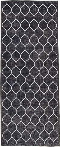 Black Embroidered Over-dyed Turkish Vintage Runner - 4' 10" x 12' 2" (58" x 146")