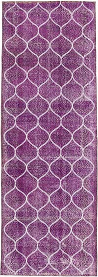 Rosado Alfombra Turca bordada sobre teñida vintage - 122 cm x 360 cm