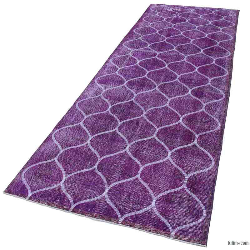 Pink Embroidered Over-dyed Turkish Vintage Runner - 4'  x 11' 10" (48 in. x 142 in.) - K0038708