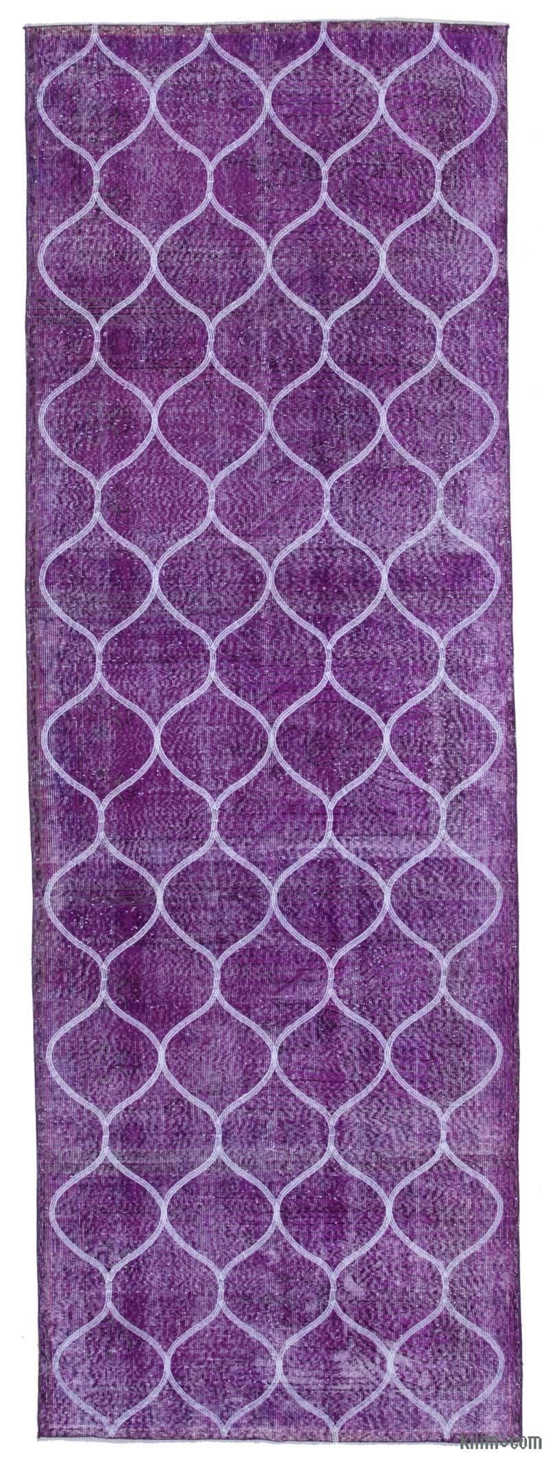 Pink Embroidered Over-dyed Turkish Vintage Runner - 4'  x 11' 10" (48 in. x 142 in.) - K0038708