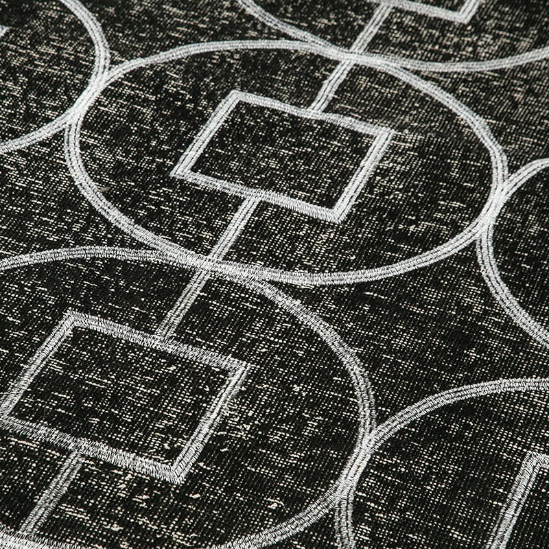 Black Embroidered Over-dyed Turkish Vintage Runner - 4' 8" x 12' 9" (56" x 153") - K0038710