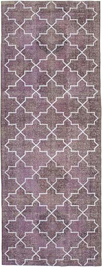 Purple Embroidered Over-dyed Turkish Vintage Runner - 4' 10" x 13'  (58" x 156")