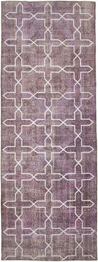 Purple Embroidered Over-dyed Turkish Vintage Runner - 4' 6" x 12' 6" (54" x 150")