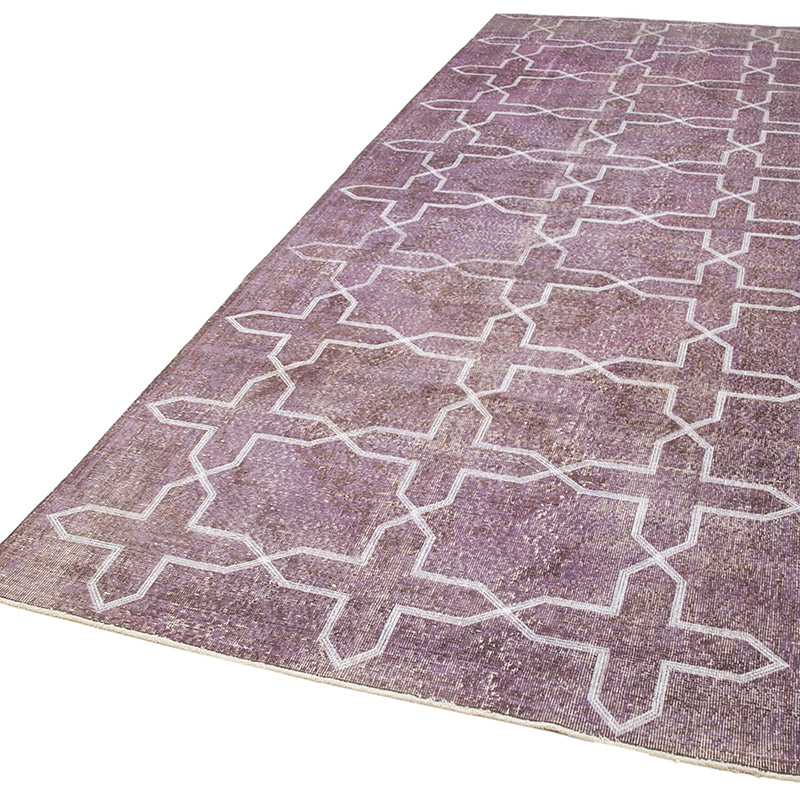 Púrpura Alfombra Turca bordada sobre teñida vintage - 137 cm x 382 cm - K0038714
