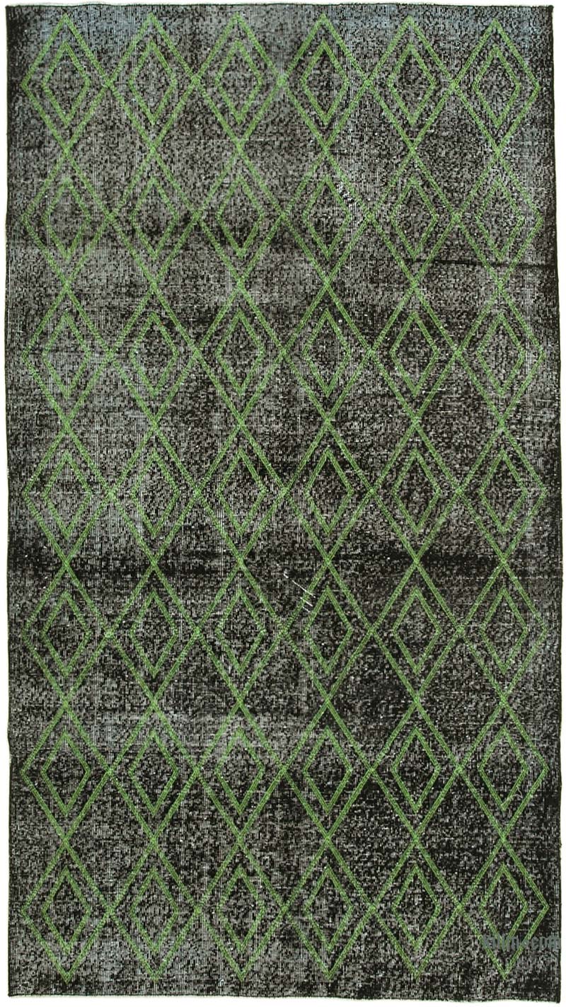 İşlemeli ve Boyalı El Dokuma Vintage Halı - 159 cm x 287 cm - K0038716