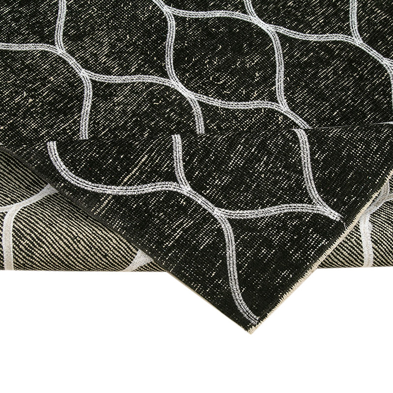 Black Embroidered Over-dyed Turkish Vintage Runner - 4' 9" x 12' 8" (57" x 152") - K0038717
