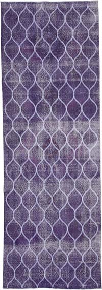 Purple Embroidered Over-dyed Turkish Vintage Runner - 4' 4" x 12' 6" (52" x 150")