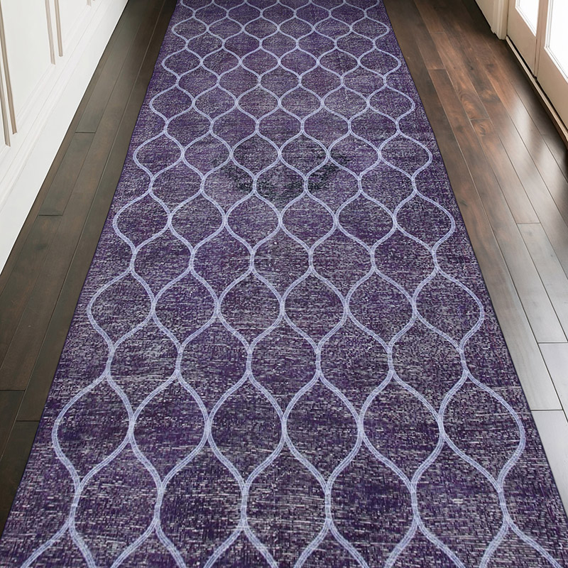 Purple Embroidered Over-dyed Turkish Vintage Runner - 4' 9" x 12' 3" (57" x 147") - K0038721