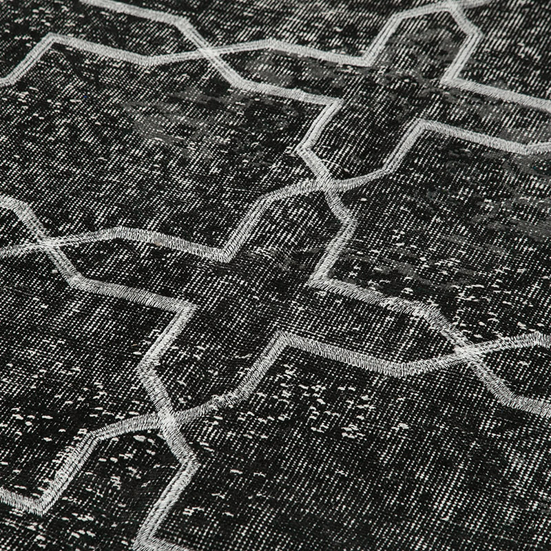 Black Embroidered Over-dyed Turkish Vintage Runner - 4' 11" x 12' 10" (59" x 154") - K0038725