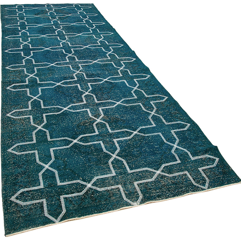 Embroidered Over-dyed Turkish Vintage Runner - 4' 7" x 13' 2" (55" x 158") - K0038726