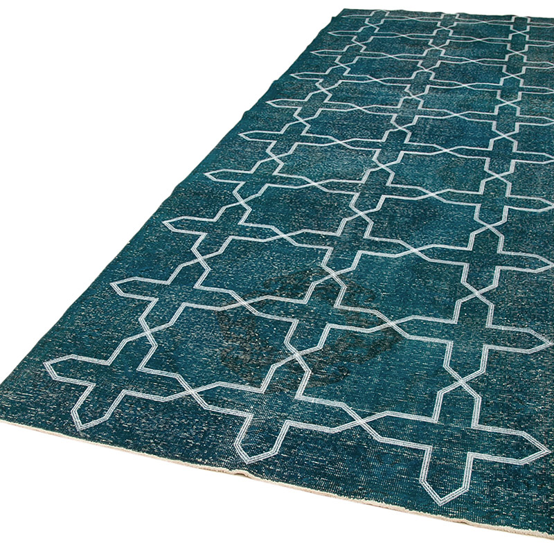 Embroidered Over-dyed Turkish Vintage Runner - 4' 7" x 13' 2" (55" x 158") - K0038726