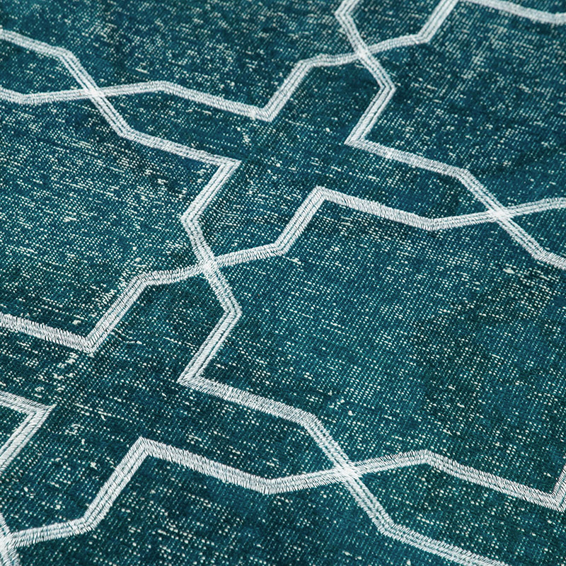Embroidered Over-dyed Turkish Vintage Runner - 4' 7" x 13' 2" (55" x 158") - K0038726