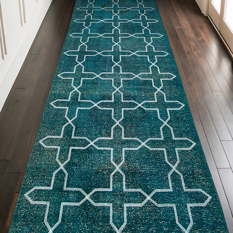 Embroidered Over-dyed Turkish Vintage Runner - 4' 7" x 13' 2" (55" x 158") - K0038726