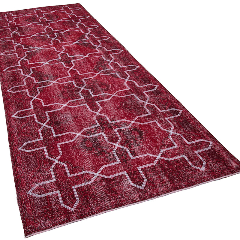 Embroidered Over-dyed Turkish Vintage Runner - 4' 8" x 12' 7" (56" x 151") - K0038729