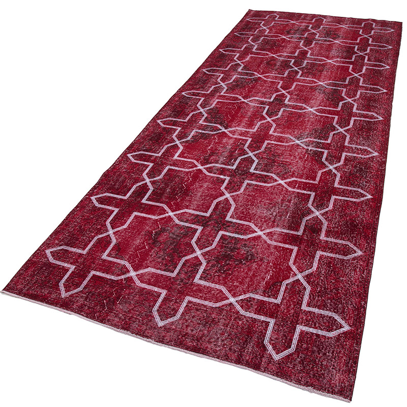 Embroidered Over-dyed Turkish Vintage Runner - 4' 8" x 12' 7" (56" x 151") - K0038729