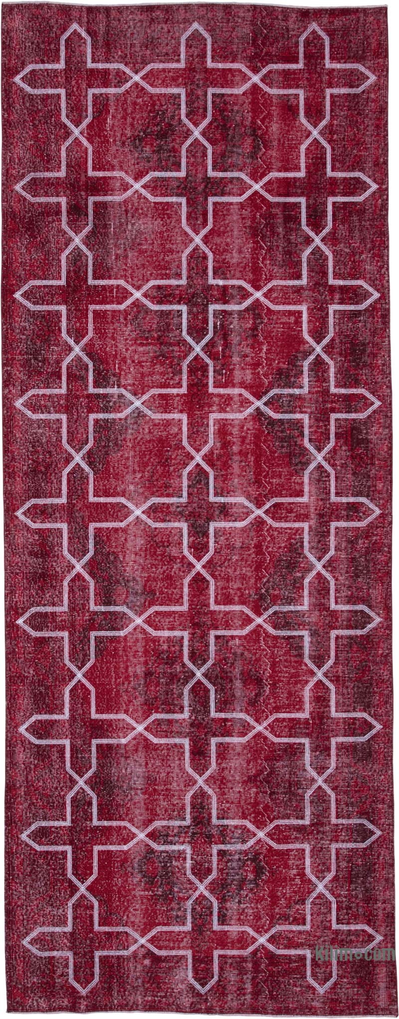 Embroidered Over-dyed Turkish Vintage Runner - 4' 8" x 12' 7" (56" x 151") - K0038729