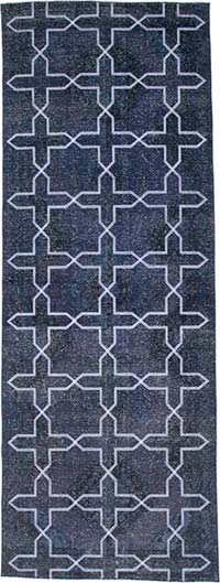 Embroidered Over-dyed Turkish Vintage Runner - 4' 8" x 12' 7" (56" x 151")