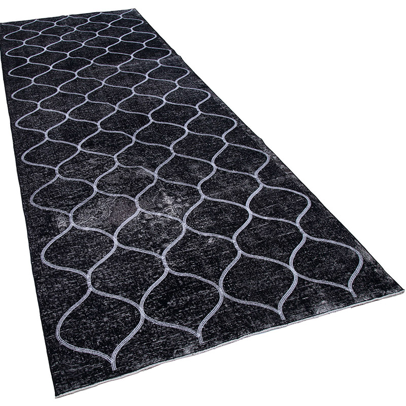 Alfombra Turca bordada sobre teñida vintage - 136 cm x 384 cm - K0038732