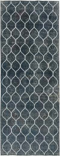 İşlemeli ve Boyalı El Dokuma Vintage Halı - 145 cm x 380 cm