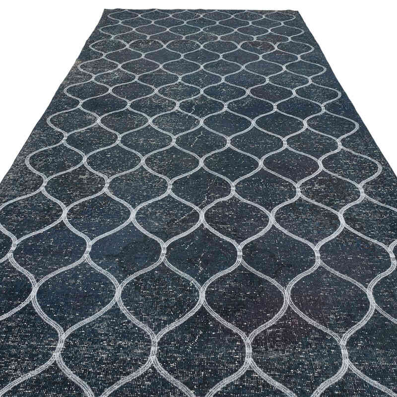 İşlemeli ve Boyalı El Dokuma Vintage Halı - 145 cm x 380 cm - K0038733