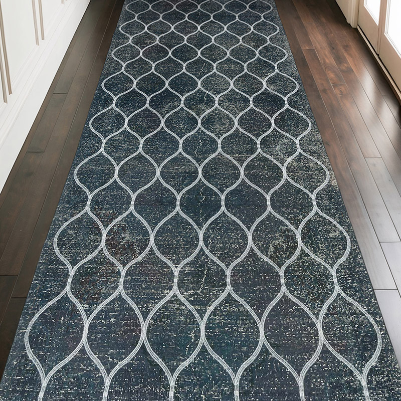 İşlemeli ve Boyalı El Dokuma Vintage Halı - 145 cm x 380 cm - K0038733