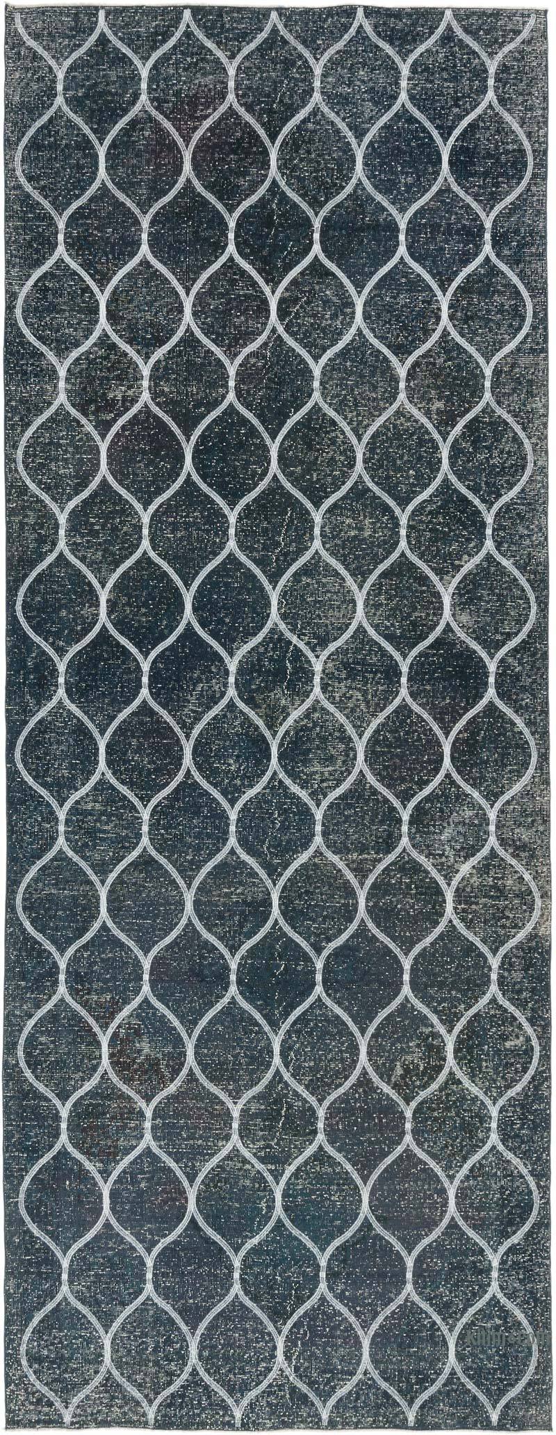 İşlemeli ve Boyalı El Dokuma Vintage Halı - 145 cm x 380 cm - K0038733