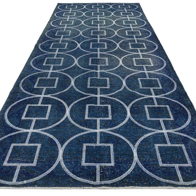 İşlemeli ve Boyalı El Dokuma Vintage Halı - 128 cm x 364 cm - K0038735