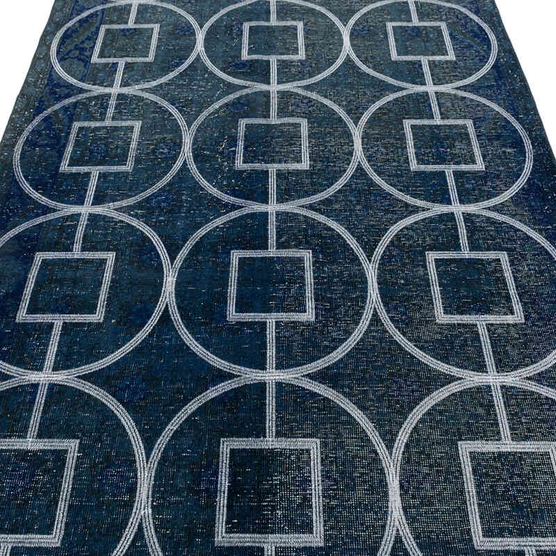 İşlemeli ve Boyalı El Dokuma Vintage Halı - 128 cm x 364 cm - K0038735