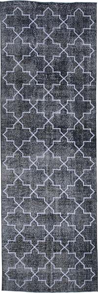 İşlemeli ve Boyalı El Dokuma Vintage Halı - 135 cm x 412 cm