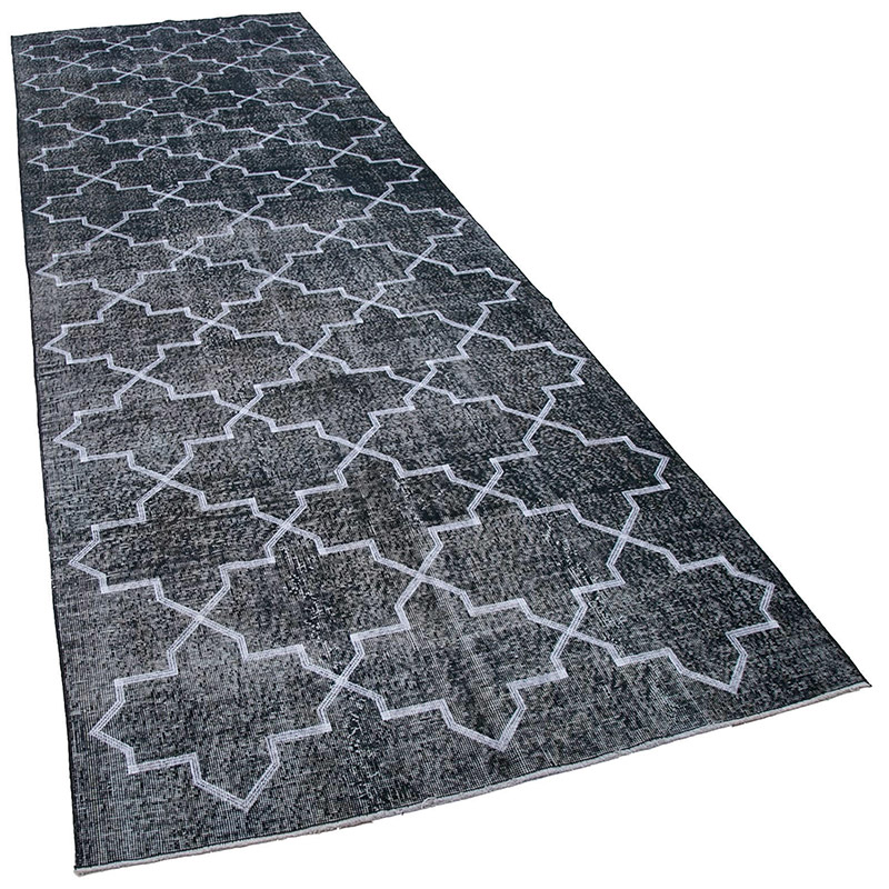 Embroidered Over-dyed Turkish Vintage Runner - 4' 5" x 13' 6" (53" x 162") - K0038736