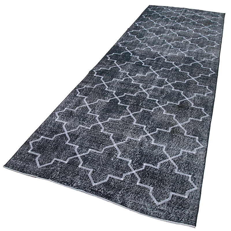 Embroidered Over-dyed Turkish Vintage Runner - 4' 5" x 13' 6" (53" x 162") - K0038736