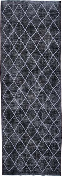 İşlemeli ve Boyalı El Dokuma Vintage Halı - 142 cm x 415 cm