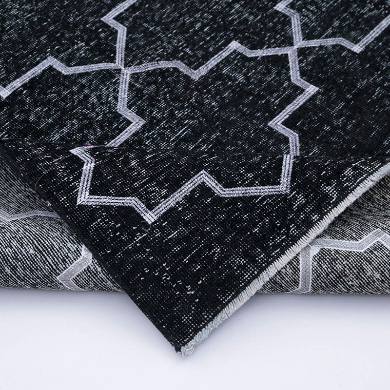 Black Embroidered Over-dyed Turkish Vintage Runner - 5' 3" x 9' 8" (63" x 116") - K0038740