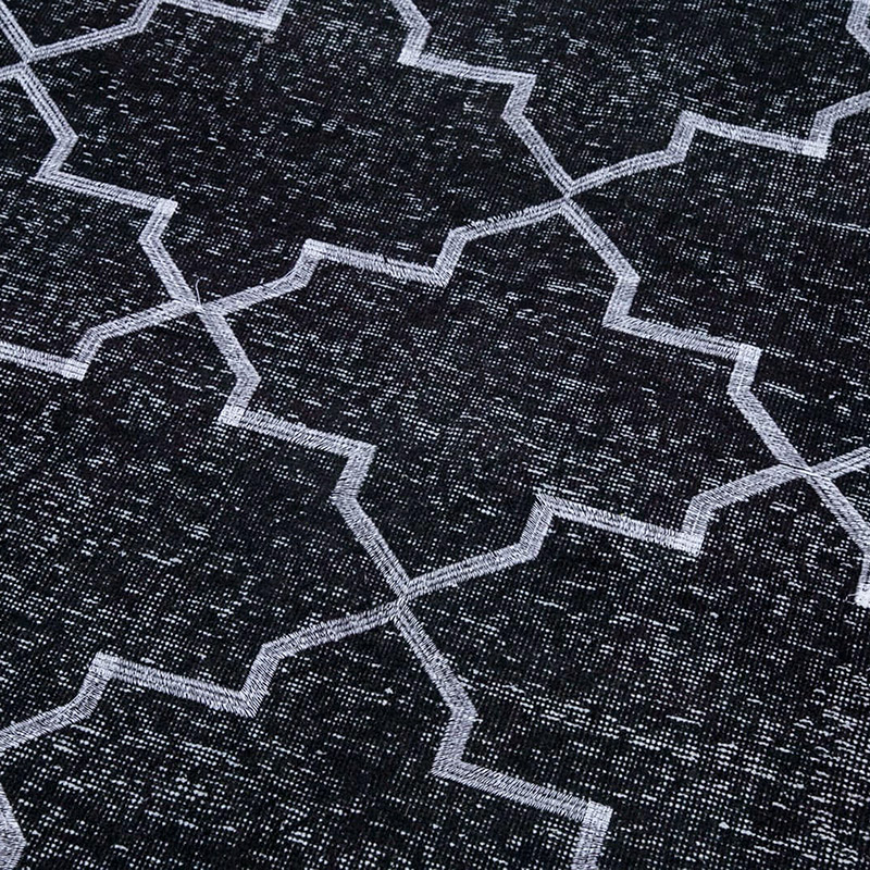 Black Embroidered Over-dyed Turkish Vintage Runner - 5' 3" x 9' 8" (63" x 116") - K0038740