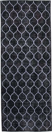 Black Embroidered Over-dyed Turkish Vintage Runner - 4' 10" x 12' 8" (58" x 152")
