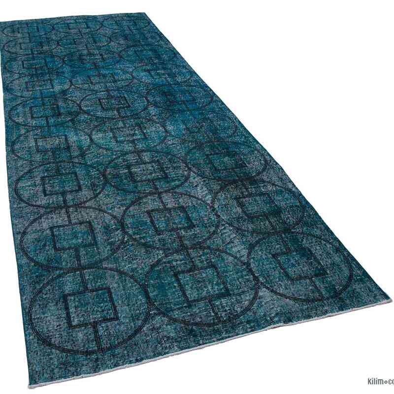 Embroidered Over-dyed Turkish Vintage Runner - 4' 8" x 12' 5" (56 in. x 149 in.) - K0038744