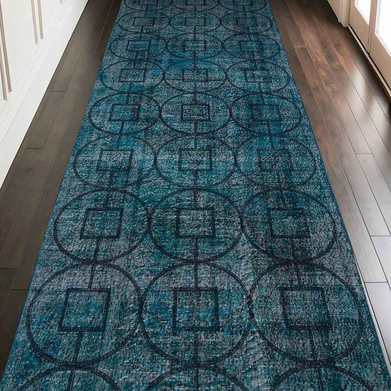 Embroidered Over-dyed Turkish Vintage Runner - 4' 8" x 12' 5" (56" x 149") - K0038744