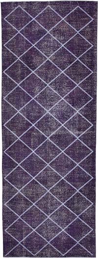 Purple Embroidered Over-dyed Turkish Vintage Runner - 4' 8" x 12' 10" (56" x 154")
