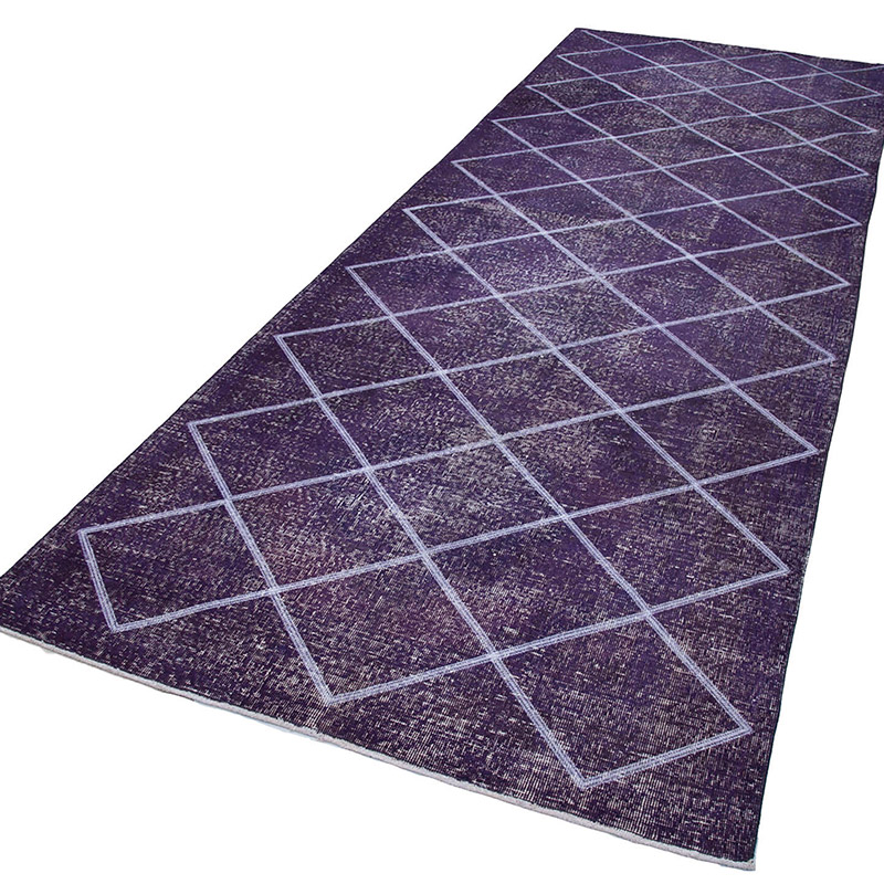Purple Embroidered Over-dyed Turkish Vintage Runner - 4' 8" x 12' 10" (56 in. x 154 in.) - K0038746
