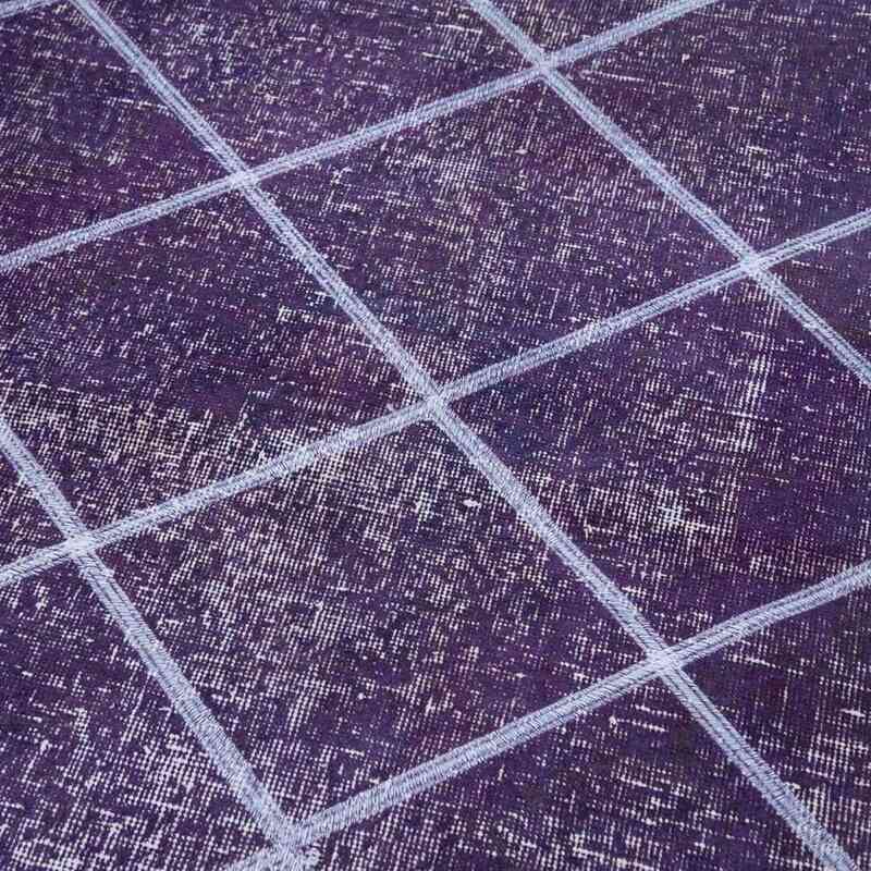 Purple Embroidered Over-dyed Turkish Vintage Runner - 4' 8" x 12' 10" (56 in. x 154 in.) - K0038746