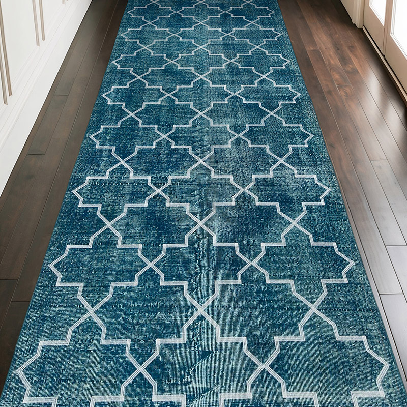 Embroidered Over-dyed Turkish Vintage Runner - 4' 9" x 12' 6" (57" x 150") - K0038748