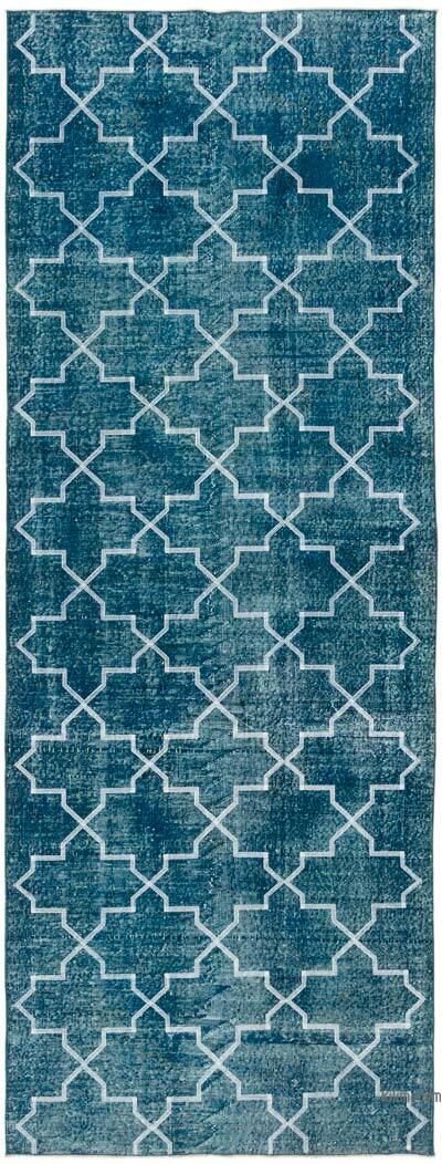 Embroidered Over-dyed Turkish Vintage Runner - 4' 9" x 12' 6" (57 in. x 150 in.)