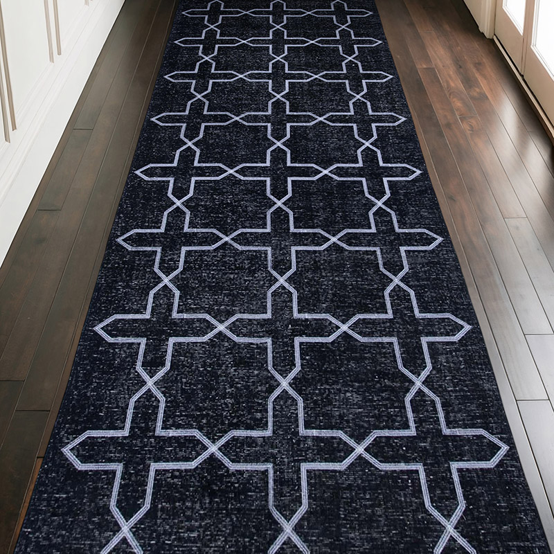Black Embroidered Over-dyed Turkish Vintage Runner - 4' 9" x 12' 11" (57" x 155") - K0038749