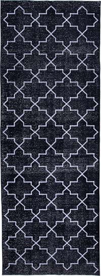 İşlemeli ve Boyalı El Dokuma Vintage Halı - 142 cm x 395 cm