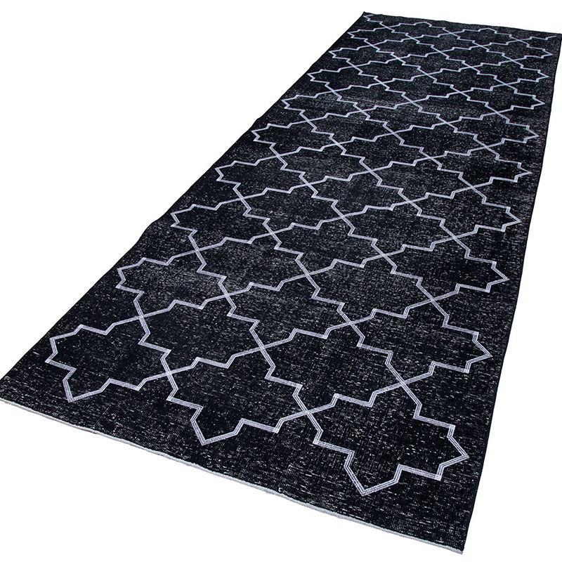 Alfombra Turca bordada sobre teñida vintage - 142 cm x 395 cm - K0038751