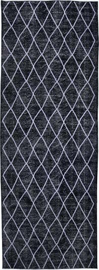 İşlemeli ve Boyalı El Dokuma Vintage Halı - 143 cm x 395 cm