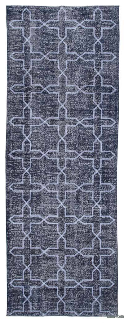 Grey Embroidered Over-dyed Turkish Vintage Runner - 4' 6" x 12' 7" (54 in. x 151 in.)