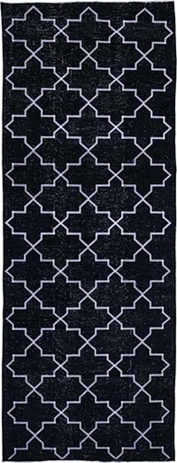 Black Embroidered Over-dyed Turkish Vintage Runner - 4' 8" x 12' 8" (56" x 152")